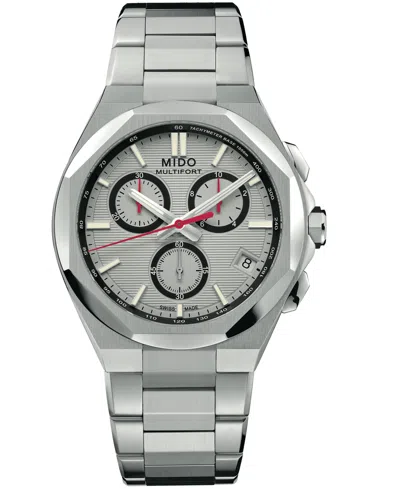 Mido Men's Swiss Quartz Multifort 8 Chronograph Stainless Steel Watch, 40mm In Gray