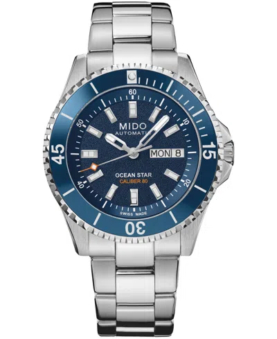 Mido Men's Swiss-automatic Ocean Star 200 Water-resistant Blue Dial Stainless Steel Watch, 41mm