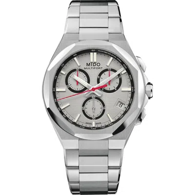 Mido Multifort 8 Grey One Crown Chronograph Automatic Bracelet Watch, 40mm In Silver