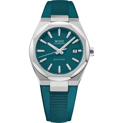 Mido Multifort 8 One Crown Automatic Rubber Strap Watch, 40mm In Green