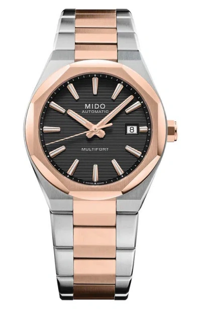 Mido Multifort 8 One Crown Automatic Two-tone Bracelet Watch, 40mm In Gold