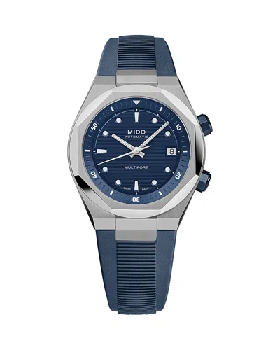 Mido Multifort 8 Two Crowns Watch, 40mm In Blue
