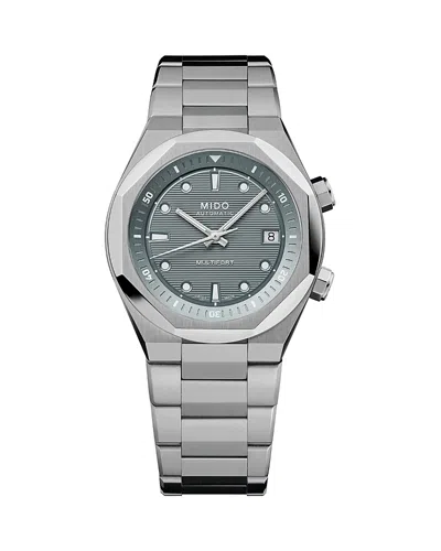 Mido Multifort 8 Two Crowns Watch, 40mm In Gray