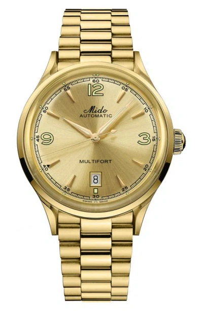 Mido Multifort Automatic Bracelet Watch, 40mm In Champagne / Golden