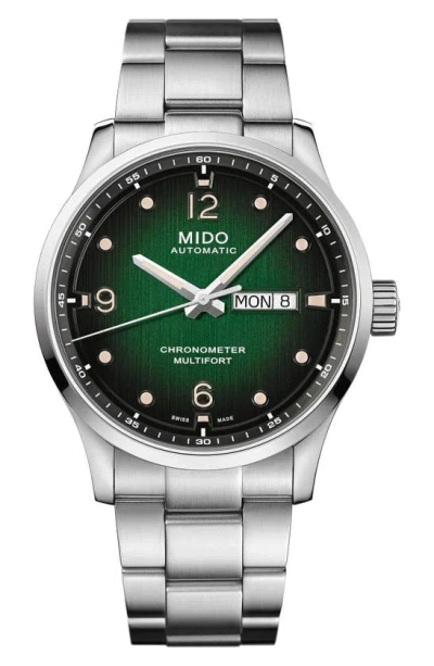 Mido Men's Swiss Automatic Multifort Chronometer Stainless Steel Bracelet Watch 42mm In Green