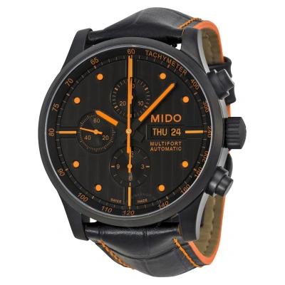 Mido Multifort Automatic Chronograph Men's Watch M0056143605122 In Black / Orange / Skeleton