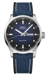 Mido Men's Swiss Automatic Multifort Blue Textile Strap Watch 42mm In Blue Gradient