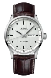 Mido Multifort Leather Strap Watch, 42mm In Metallic
