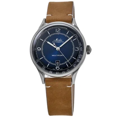 Mido Men's Swiss Automatic Multifort Patrimony Pulsometer Brown Leather Strap Watch 40mm