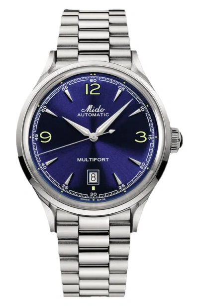 Mido Multifort Powerwind Bracelet Watch, 40mm In Blue