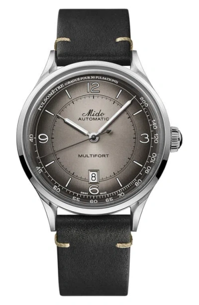 Mido Multifort Pulsemeter Automatic Leather Strap Watch, 40mm