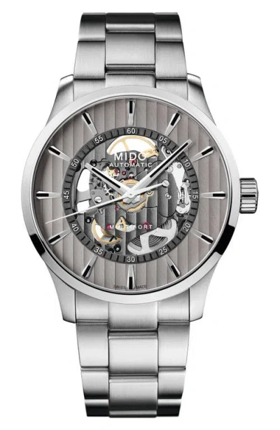 Mido Multifort Skeleton Vertigo Automatic Bracelet Watch, 42mm In White