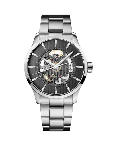 Mido Multifort Skeleton Vertigo Watch, 42mm In Anthracite/stainless Steel