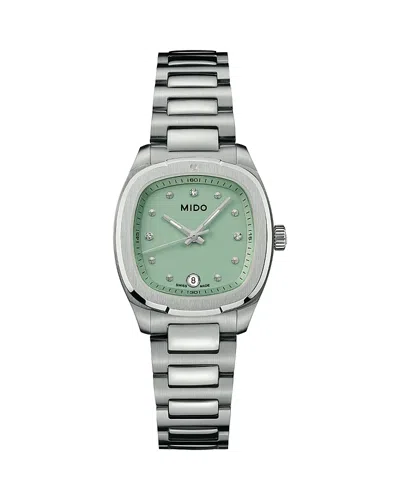 Mido Multifort Tv 28 Quartz Watch, 28mm X 28mm In Green