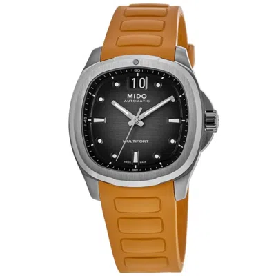 Mido Multifort Tv Big Date Automatic Black Dial Orange Rubber Strap Men's Watch M049.526.17.081.00 In Silver