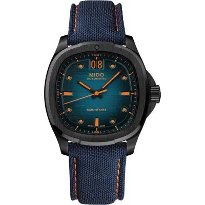 Mido Multifort Tv Big Date Automatic Webbing Strap Watch, 39.2mm X 40mm In Blue