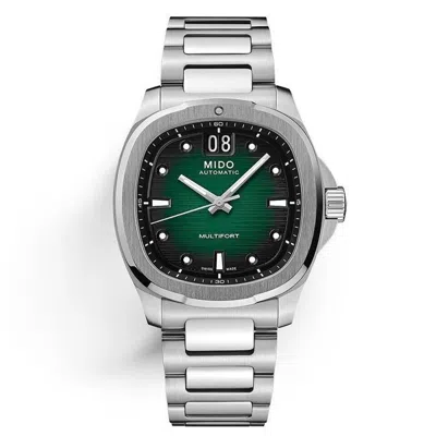 Pre-owned Mido Multifort Tv Big Date Green Dial Stainless Auto 40mm M0495261109100