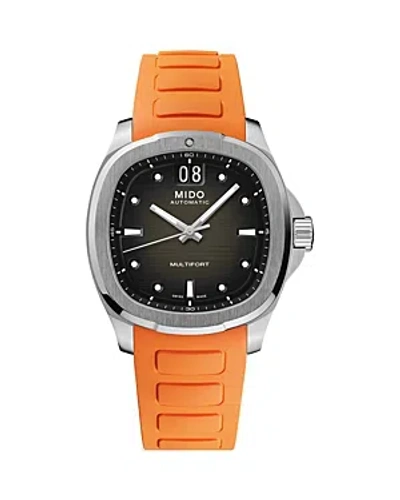 Mido Men's Swiss Automatic Multifort Orange Rubber Strap Watch 41mm In Grey