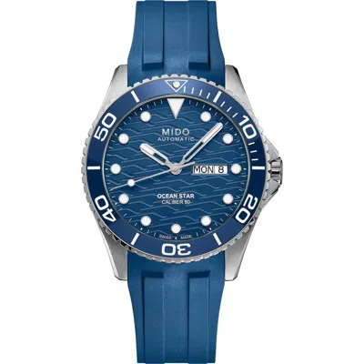 Mido Ocean Star 200c Automatic Rubber Strap Watch, 42.5mm In Blue