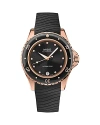 Mido Women's Swiss Automatic Ocean Star Diamond Accent Black Rubber Strap Watch 37mm In Black
