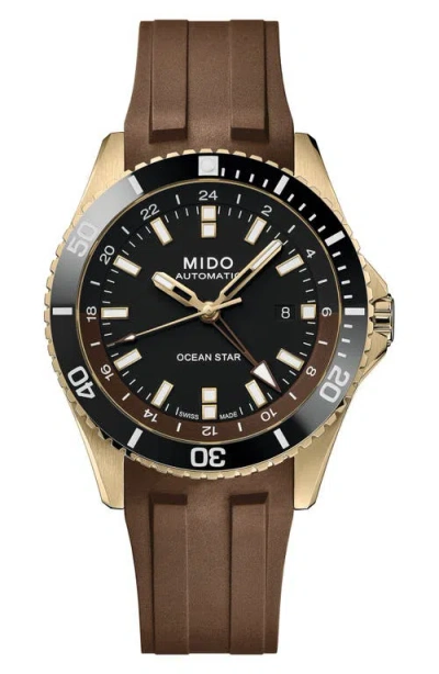 Mido Ocean Star Gmt Automatic Rubber Strap Watch, 44mm In Transparent