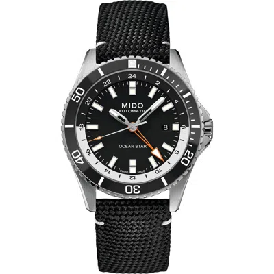 Mido Ocean Star Gmt Automatic Webbing Strap Watch, 44mm In Purple