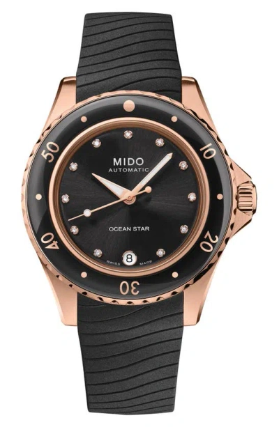 Mido Ocean Star Rubber Strap Watch, 36.5mm In Black