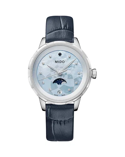 Mido Rainflower Moonphase Watch, 31mm In Blue