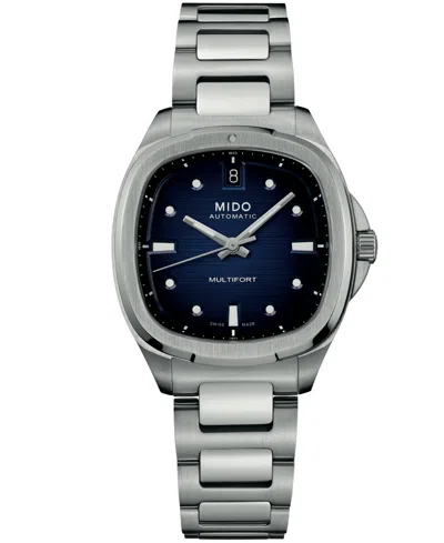 Mido Swiss Automatic Multifort Tv Stainless Steel Watch, 35mm In Black