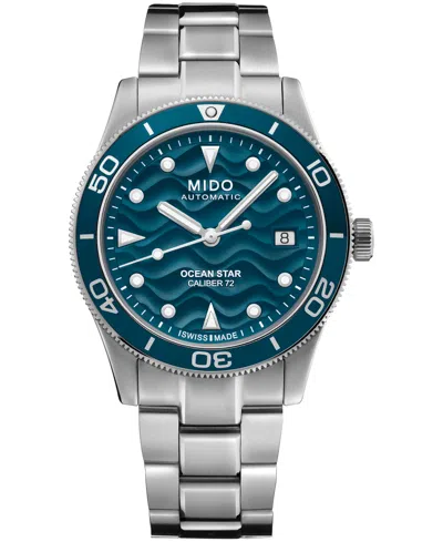 Mido Swiss Automatic Ocean Star Stainless Steel Watch, 39mm In Blue