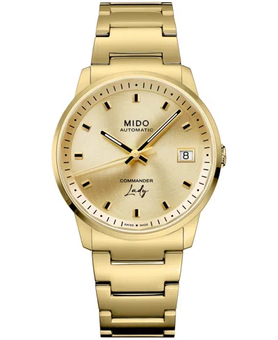 Mido Women's Commander Lady Swiss Automatic Champagne Dial Stainless Steel Bracelet With Gold-color Pvd C