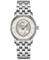 Mido Women's Swiss Automatic Baroncelli Diamond (1/10 Ct. T.w.) Stainless Steel Bracelet Watch 33mm In Stainless Steel