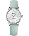 Mido Women's Swiss Automatic Baroncelli Diamond Accent Interchangeable Leather Strap Watch 30mm Gift Set In Mop