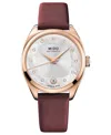 Mido Women's Swiss Automatic Belluna Royal Lady Diamond (1/20 Ct. T.w.) Brown Leather Strap 33mm In Brown