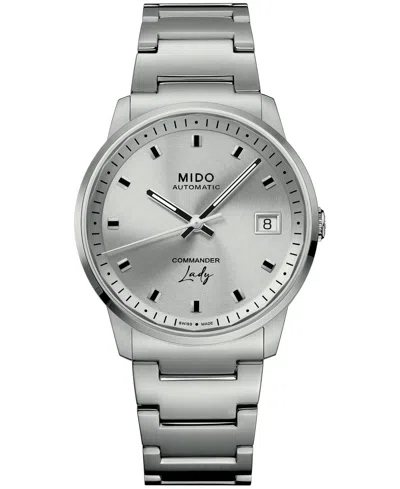 Mido Women's Swiss Automatic Commander Lady Stainless Steel Watch, 34mm In Silver