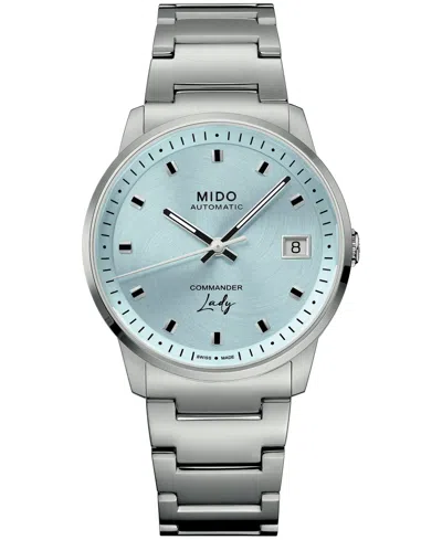 Mido Women's Swiss Automatic Commander Stainless Steel Watch, 34mm In Blue