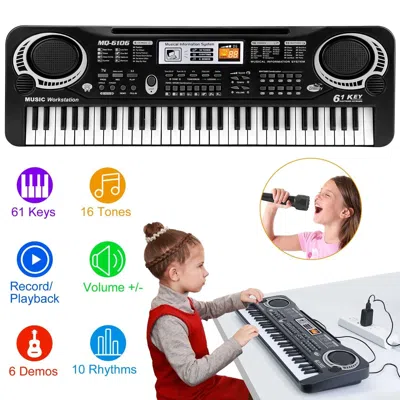 Midore 61 Keys Digital Music Electronic Keyboard Electric Piano Musical Instrument Kids Learning Keyboard W