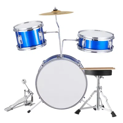 Midore Kids Drum Set, 3-piece, 14 In Beginner Drum Set With Adjustable Throne Cymbal Pedal Two Pairs Of Dru