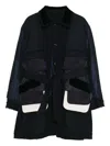 Midorikawa Patchwork Belted Coat In Black