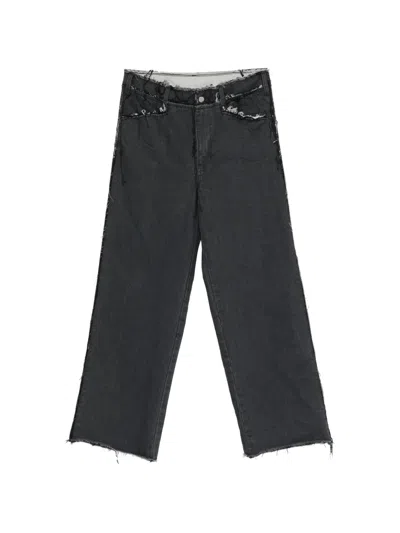 Midorikawa Raw-cut Frayed-edge Jeans In Gray