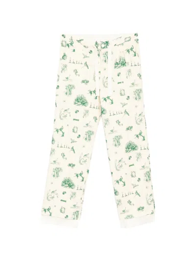 Midorikawa Toile De Jouy-print Drawstring Trousers In Neutral