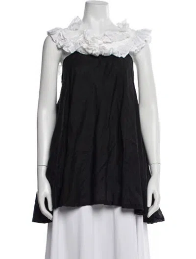 Pre-owned Míe Linen Off-the-shoulder Blouse In Black