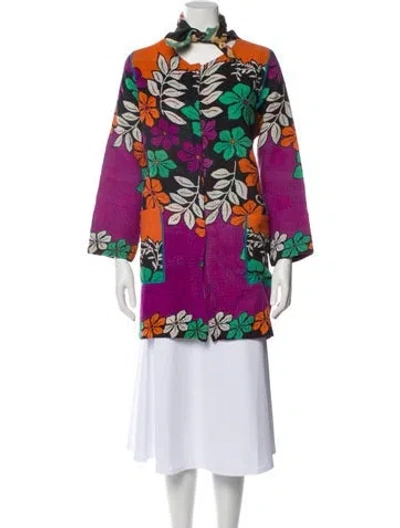 Pre-owned Mieko Mintz Floral Print Evening Jacket In Multi