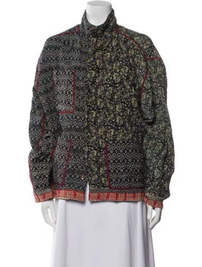 Pre-owned Mieko Mintz Floral Print Jacket In Black