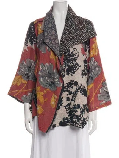 Pre-owned Mieko Mintz Floral Print Jacket In Red
