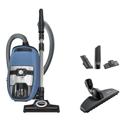 Miele Blizzard Cx1 Turbo Team Bagless Canister Vacuum, Tech Blue In Black;blue