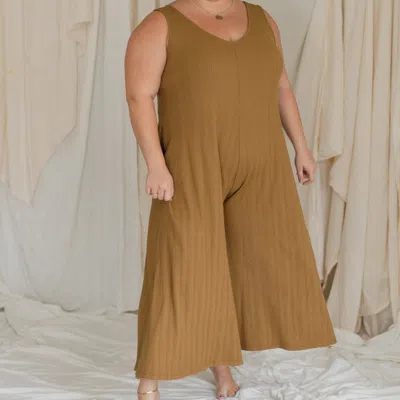 Mien Willow Wide Rib Jumpsuit In Brown
