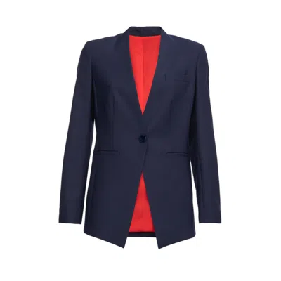 Mier Women's Collarless Dark Blue Seoul Jacket