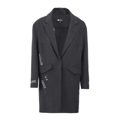 Mier Women's Embroidery Detailed Grey Stockholm Coat