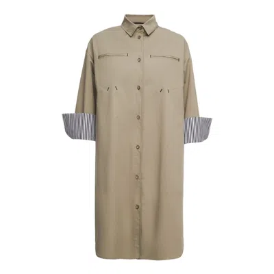 Mier Women's Green Embroidery Detailed Oversize Madrid Parka